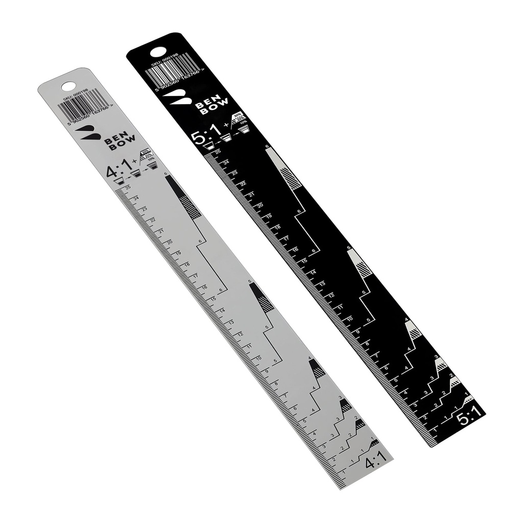 Benbow Aluminum Ruler Black with 4:1 5:1 Scale