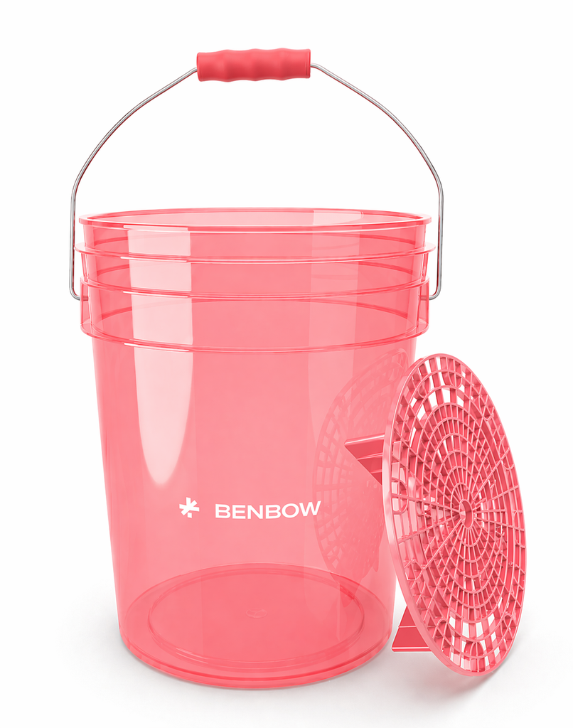 BenBow Niebieskie Transparentne wiadro detalingowe 20L z logiem BenBow + czarny separator (kopiuj)
