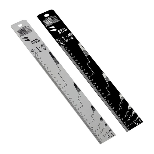 [000198] Benbow Aluminum Ruler Black with 4:1 5:1 Scale