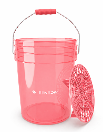 [000794] BenBow Czerwone wiadro detalingowe 20L Rinse i miarka + czerwony separator