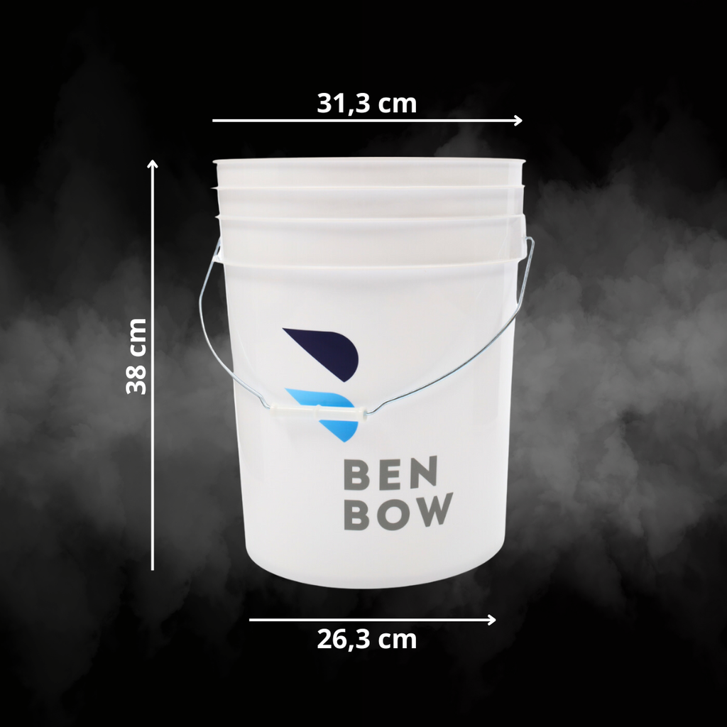 Benbow - Białe wiadro 20L detalingowe z czarnym separatorem