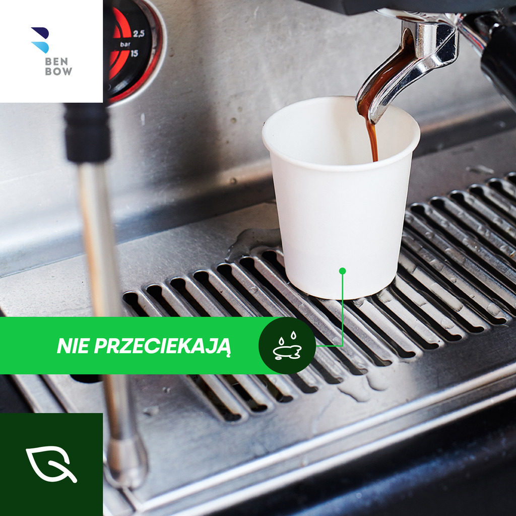 BenBow 002002 - Jednorazowe Białe Kubki z Trzciny Cukrowej 400 ml