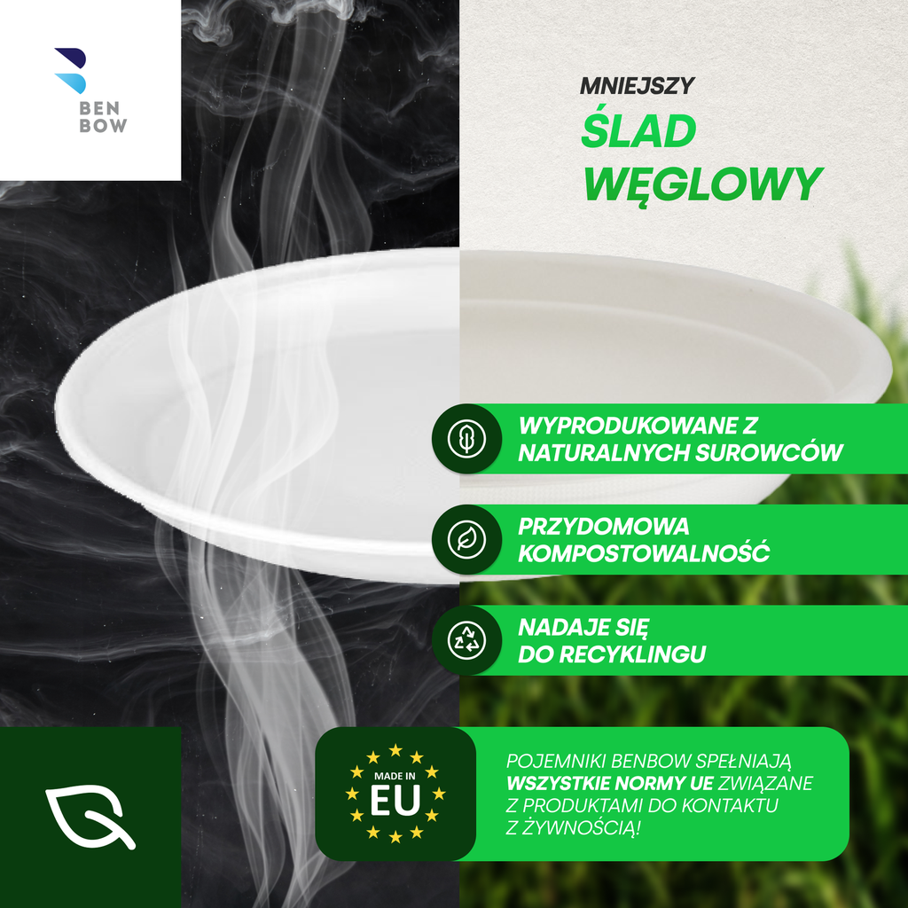 BenBow 002010 - Jednorazowa Miska 1000 ml Trzciny cukrowej