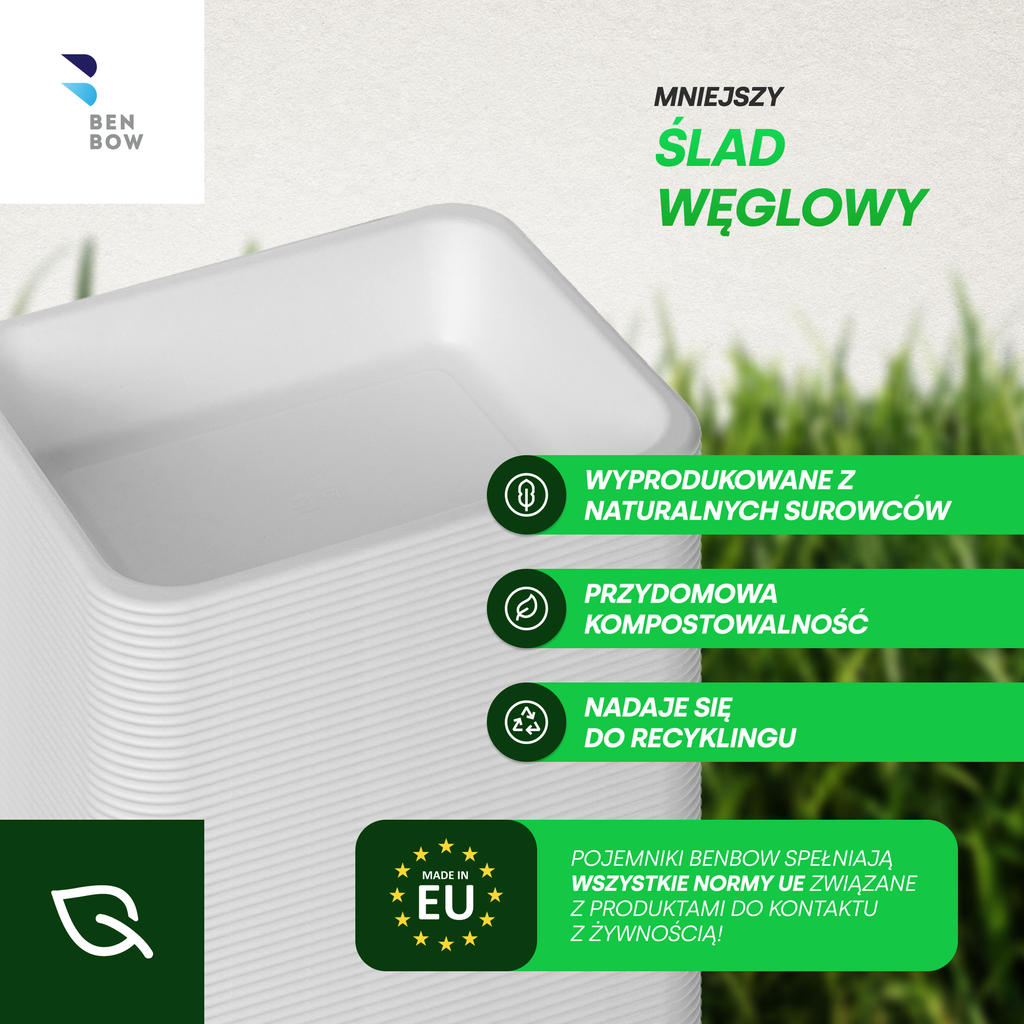 BenBow 002027 - Pojemnik Jednorazowy Do Zgrzewu z Trzciny Cukrowej