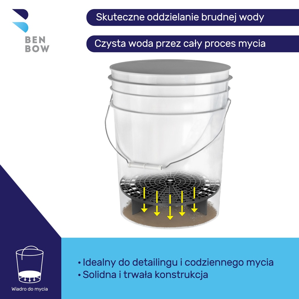 Benbow -Białe wiadro 20LBlanko (bez logo) + czarny separator