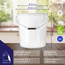 Benbow Wiaderko Białe 30L ( E30W-R ), z pokrywą na żywność