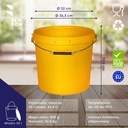 Benbow Wiaderko Żółte 30L ( E30GE ), z pokrywą na żywność