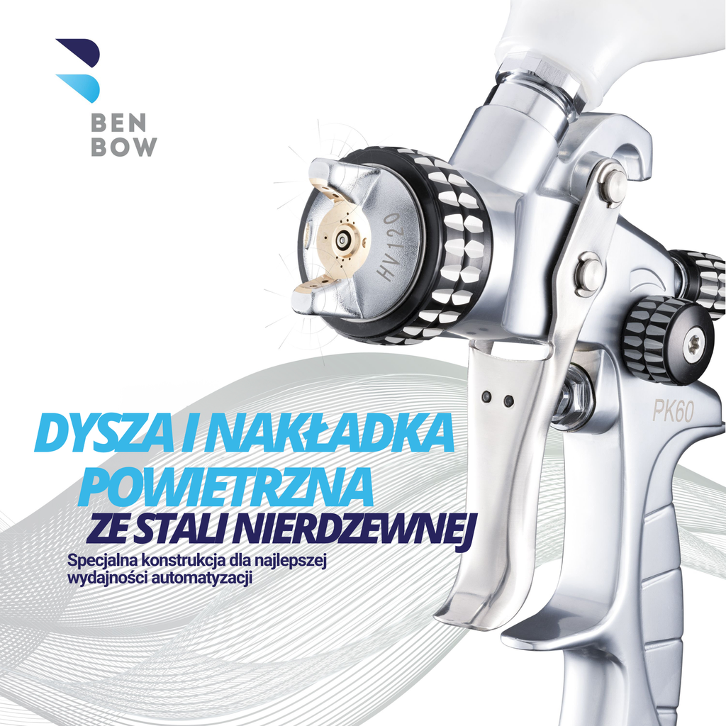 Benbow PK60 - Walizka, Pistolet lakierniczy, dysze 1.4mm i 1.8mm HVLP + manometr