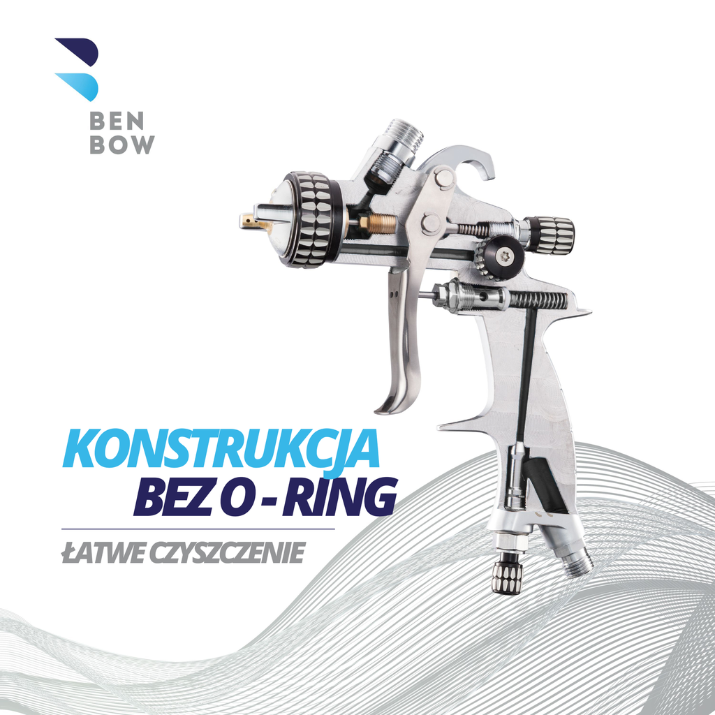 Benbow PK60 - Walizka, Pistolet lakierniczy, dysze 1.4mm i 1.8mm HVLP + manometr