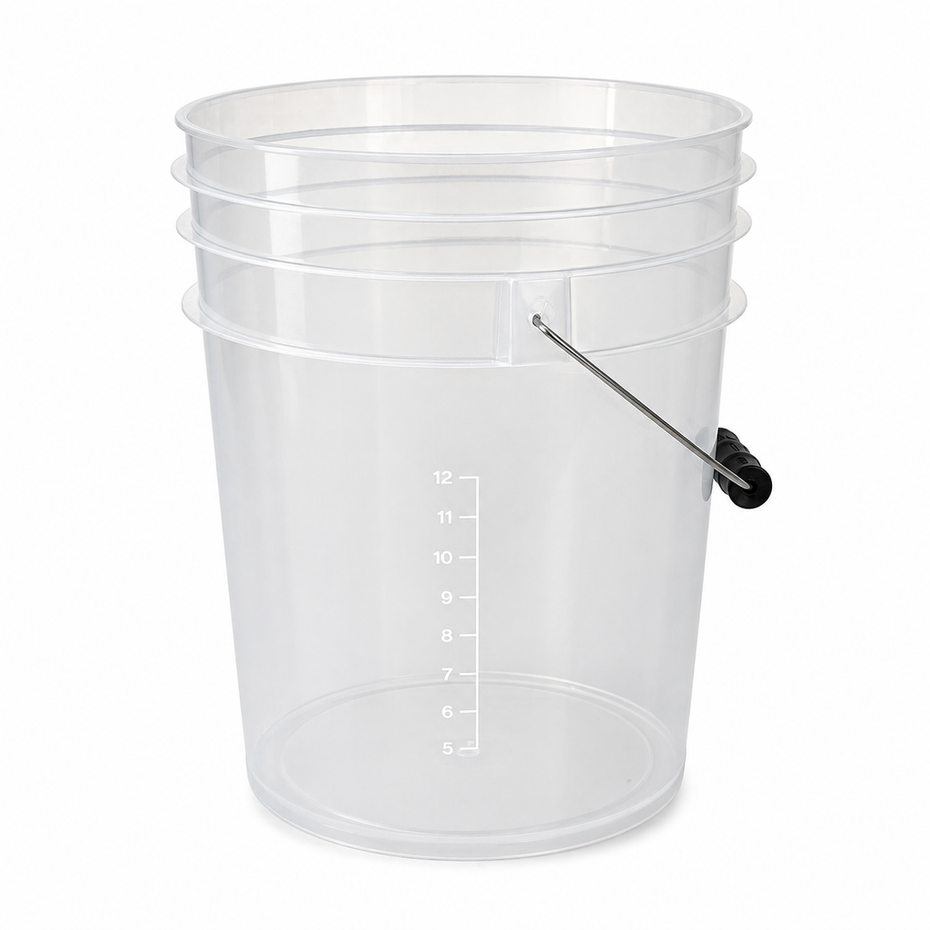BenBow Transparentne wiadro detailingowe 20L z logiem i miarka + czarny separator
