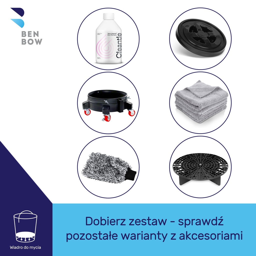 BenBow Transparentne wiadro detailingowe 20L (bez logo)+ czarny separator