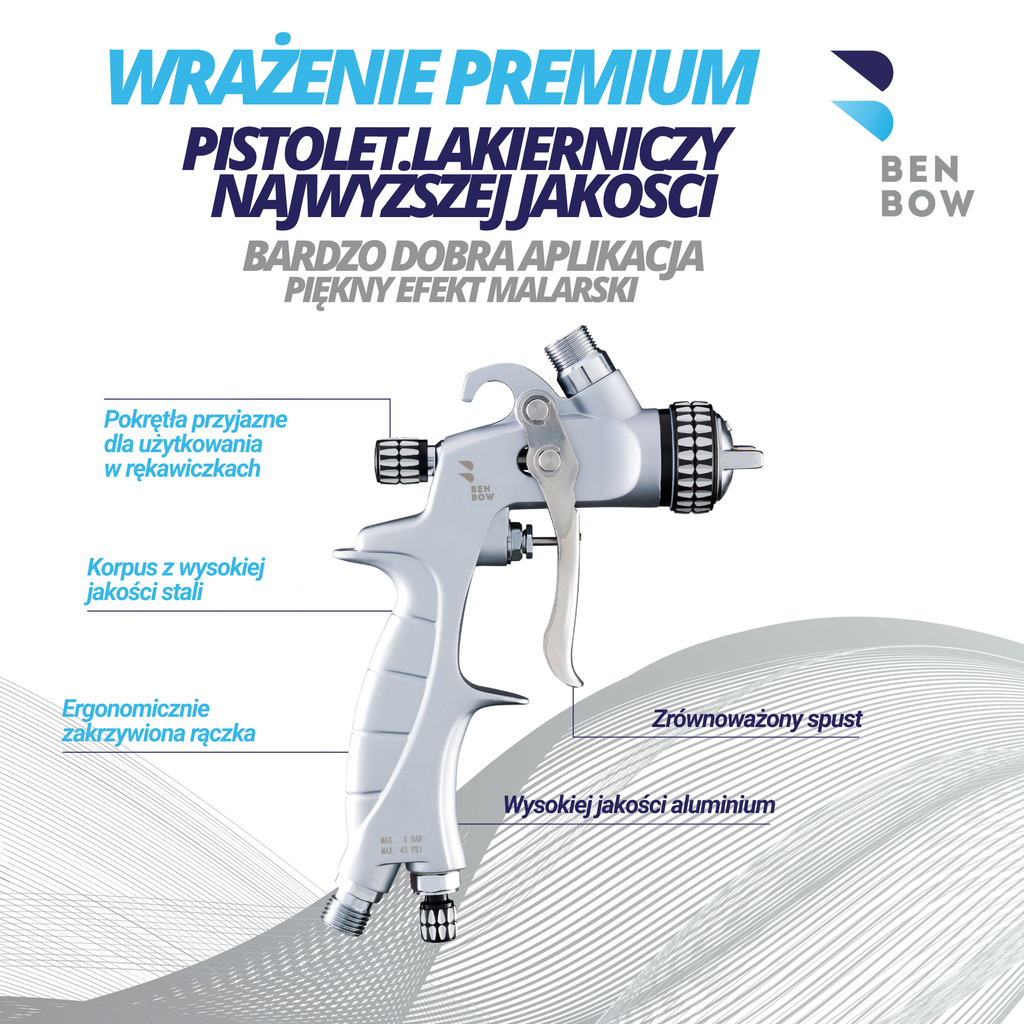 Benbow 000090 PK60 Mini - Pistolet lakierniczy, dysza 0.8mm, precyzyjne naniesienie