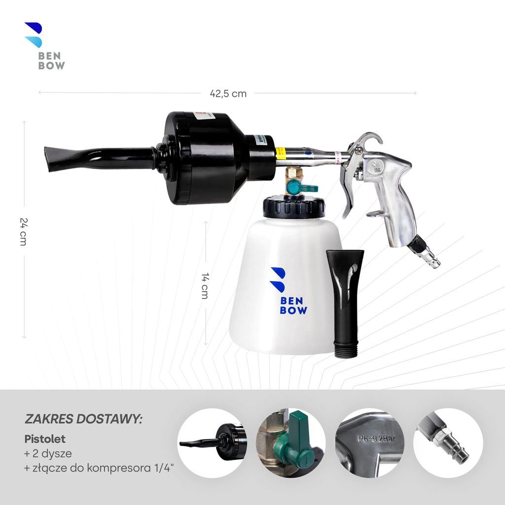 Benbow 000012 Classic - Pianownica pneumatyczna, efektywne mycie wstępne