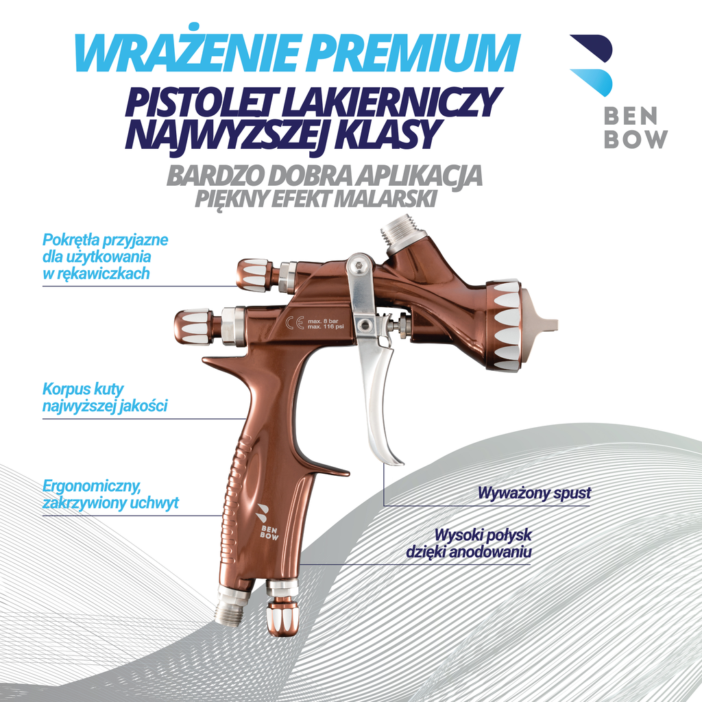 Benbow 000070 PK80 - Pistolet lakierniczy MP 1.3mm, walizka.