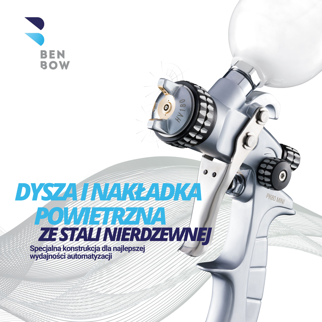 Benbow 000091 PK60 Mini - Pistolet lakierniczy, 1.0 mm, wysoka precyzja