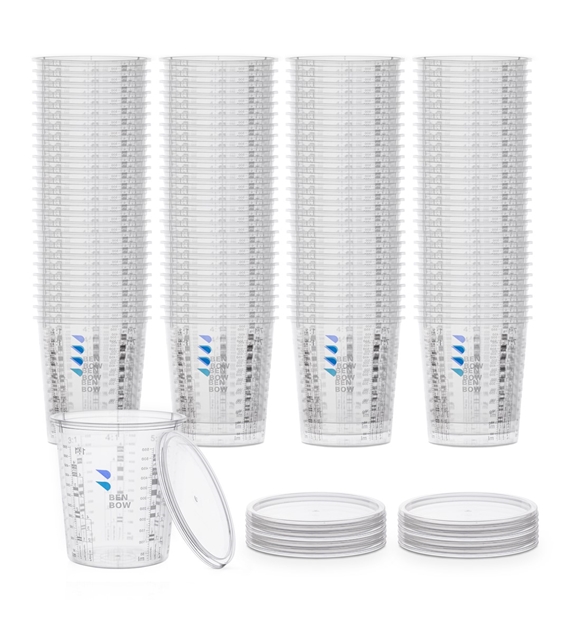 BenBowBox Becher mit Skalierung 680 ml x100 + 12 Deckel