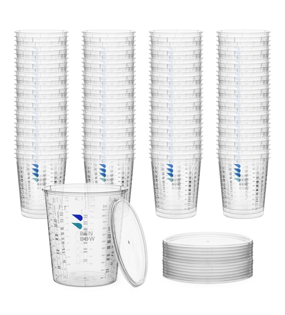 BenBowBox Becher mit Skala 1370 ml x100 + 12 Deckel
