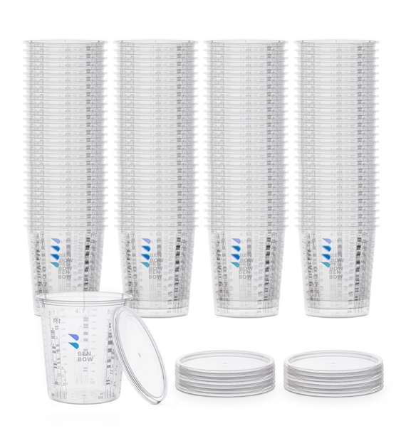 BenBowBox Becher mit Skala 385 ml x100 + 12 Deckel