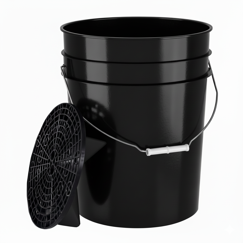 Benbow Czarne wiadro detalingowe 20L bez logo i miarka  + czarny separator