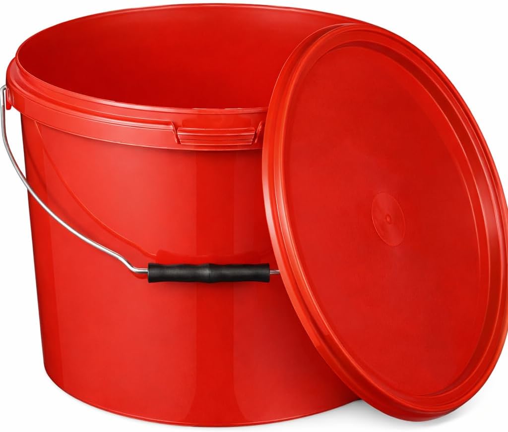 Benbow Wiaderko Czerwone 10L ( E10RO-MR ), z pokrywą na żywność, z metalowa raczka