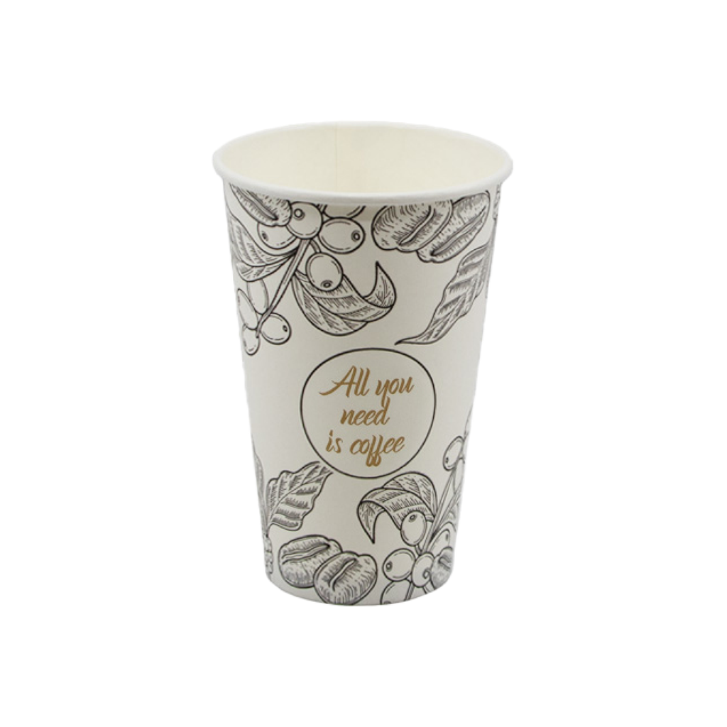 BenBow 002016 - Papierowy Jednorazowy Kubek z Nadrukiem 400 ml