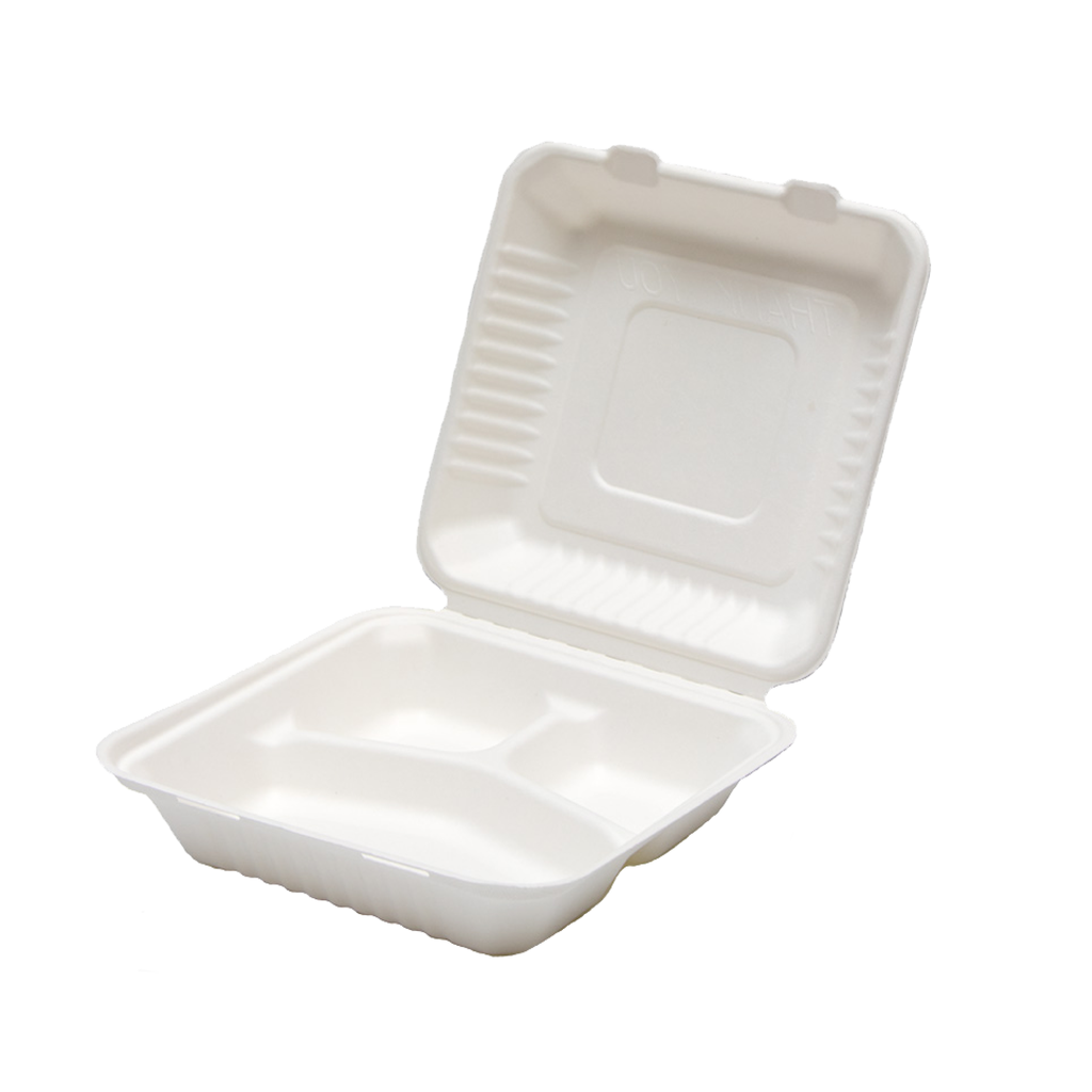 BenBow 002026 - Jednorazowy Pojemnik typu Menu Box 3-komorowy z Trzciny Cukrowej
