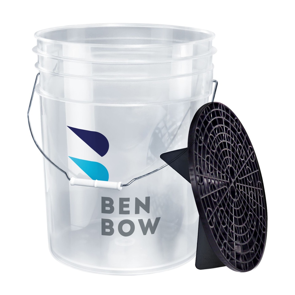 BenBow Transparentne wiadro detailingowe 20L z logiem i miarka + czarny separator
