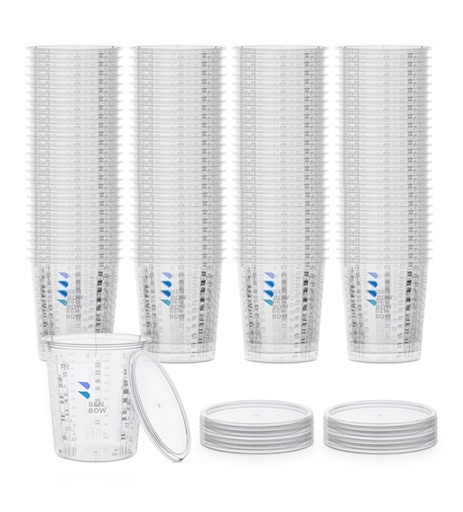 [000447] BenBowBox Measuring Cups 385 ml x100 + 12 lids